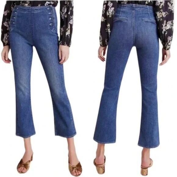MOTHER The Sailor Tripper Jeans SIZE 30 Three Little Ship High Waist Kick Flare - Picture 1 of 10